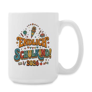 Endlich Schulkind 2026 - Retro Design - Große Tasse 440 ml - Weiß - Rechts