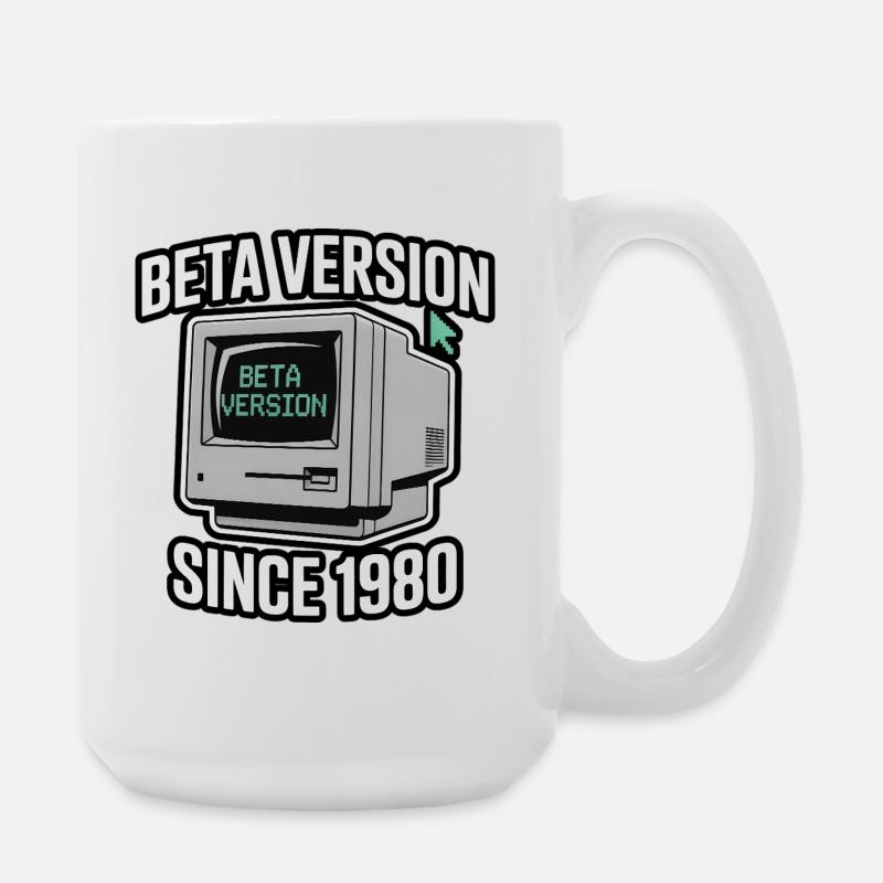 Retro Computer Beta Version Design - Large Mug 440 ml - white