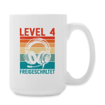 4th Birthday Boys Gamer Level 4 Unlocked - Large Mug 440 ml - white - Right