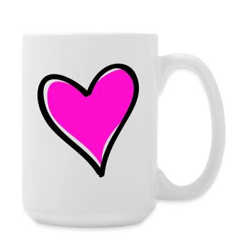 Bright Pink Heart Motif - Large Mug 440 ml - white - Right