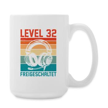 32e anniversaire Hommes Gamer Niveau 32 Débloqué - Grande tasse 440 ml - blanc - Droite
