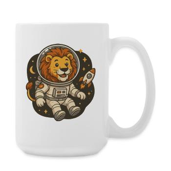 Lion en costume d'astronaute avec fusée - Grande tasse 440 ml - blanc - Droite