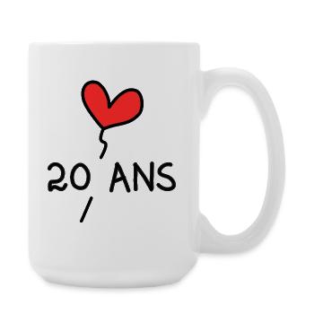20. 20e ANNIVERSAIRE. ANNIVERSAIRE 20 ANS. 20 ANS. - Grande tasse 440 ml - blanc - Droite