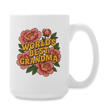 Floral 'World's Best Grandma' Illustration - Large Mug 440 ml - white - Right