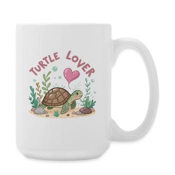 Pastel Flowered Turtle in Love - Large Mug 440 ml - white - Right