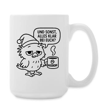 Grognement matinal Vogel_mit_Kaffeetasse_und_Sprechblase - Grande tasse 440 ml - blanc - Droite