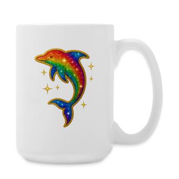 Paillettes de dauphin arc-en-ciel - Grande tasse 440 ml - blanc - Droite