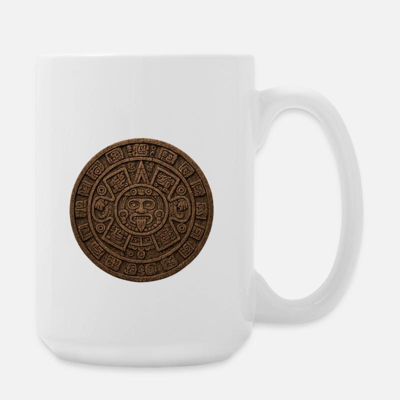 Aztekischer Kalender Steinrelief - Große Tasse 440 ml - Weiß