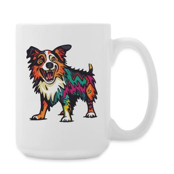 Border Collie Chien Halloween Bande dessinée Drôle - Grande tasse 440 ml - blanc - Droite