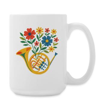 Bouquet de corne florale - Grande tasse 440 ml - blanc - Droite