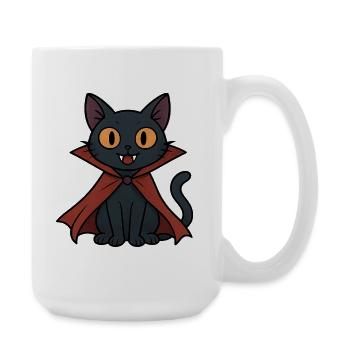 Vampirkätzchen im Cape schwarze Katze - Große Tasse 440 ml - Weiß - Rechts