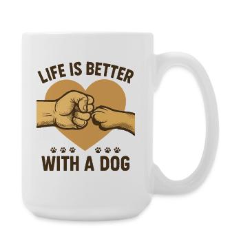 "Life is Better with a Dog" – Vintage Dog T-Shirt - Large Mug 440 ml - white - Right