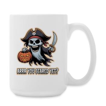 Pirate Boo – Spooky Cute Halloween Ghost sword - Large Mug 440 ml - white - Right