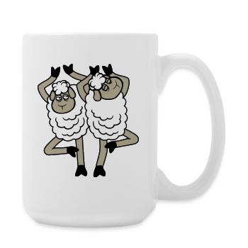 Schaf Paar Verärgert Gestört Baum Pose Yoga Rempel - Large Mug 440 ml - white - Right