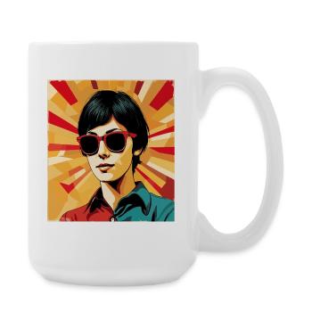 Retro Girl Pop Art – Stil Vintage Cool - Große Tasse 440 ml - Weiß - Rechts