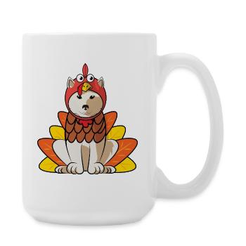 Kishu Inu Thanksgiving Cute Japanese Dog Lover - Large Mug 440 ml - white - Right