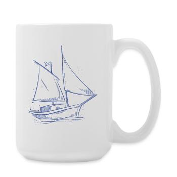 Minimalist Sailboat Sailing Sea Sailor - Large Mug 440 ml - white - Right