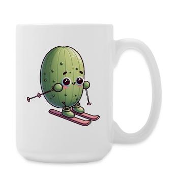 Skiender Kaktus Kawaii Winter Humor - Large Mug 440 ml - white - Right