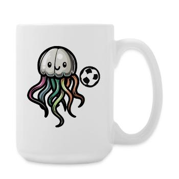 Jellyfish Football Comic - Large Mug 440 ml - white - Right