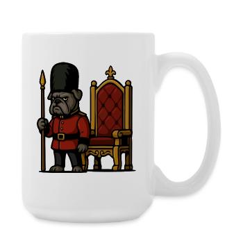 Bulldog Royal Guard with Throne British Cartoon - Large Mug 440 ml - white - Right