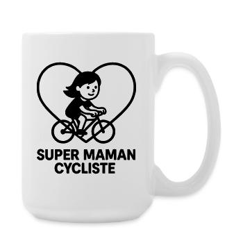Super Cycling Mom – Cœur vélo cyclisme - Large Mug 440 ml - white - Right