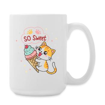 Chat gourmand avec glace pastel - Large Mug 440 ml - white - Right