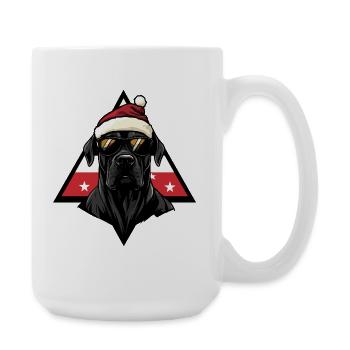 Christmas Dog with Sunglasses - Large Mug 440 ml - white - Right
