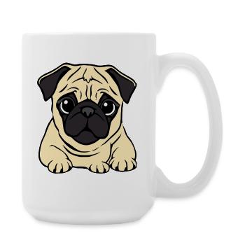 Mops Hunde T-shirt Geschenk Weihnachten - Große Tasse 440 ml - Weiß - Rechts