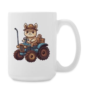 Éleveur de tracteurs alpaga lama - Grande tasse 440 ml - blanc - Droite