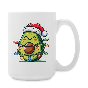 Festliche Avocado Santa Weihnachten Beleuchtung - Große Tasse 440 ml - Weiß - Rechts