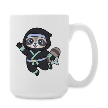 Ninja raccoon in ninja outfit - Large Mug 440 ml - white - Right