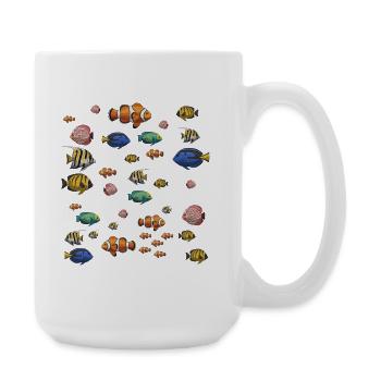 Colorful Fish Underwater Pattern - Large Mug 440 ml - white - Right