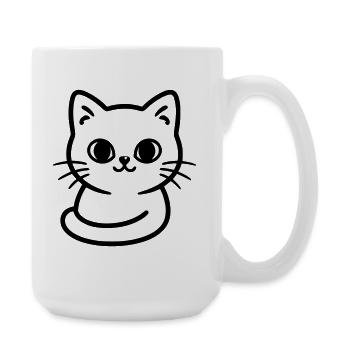 chaton mignon - chat adorable - silhouette - Grande tasse 440 ml - blanc - Droite