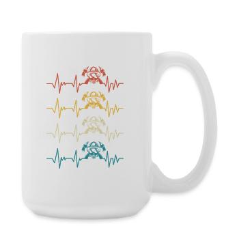 Retro Firefighter Heartbeat Firefighter - Large Mug 440 ml - white - Right