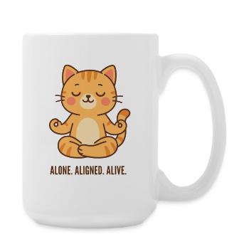 Alone Aligned Alive Meditating Cat - Large Mug 440 ml - white - Right