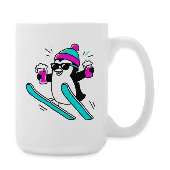 D’abord une pente, puis la fête. Manchot de fête. - Grande tasse 440 ml - blanc - Droite