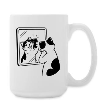 Selfie dans le miroir du chat - Grande tasse 440 ml - blanc - Droite