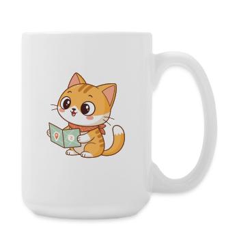 Chat explorateur et carte - Grande tasse 440 ml - blanc - Droite