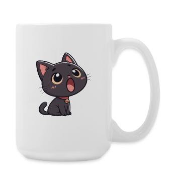 Schwarze Katze voller Ehrfurcht - Große Tasse 440 ml - Weiß - Rechts