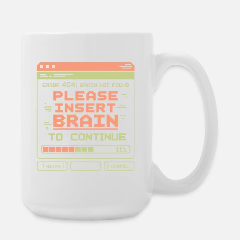 Error 404 Brain Not Found Pixel Design - Large Mug 440 ml - white