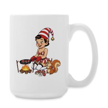 Leprechaun-Mädchen backt Pilze - Große Tasse 440 ml - Weiß - Rechts