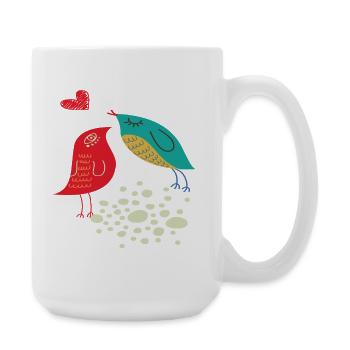 birds in love - Large Mug 440 ml - white - Right