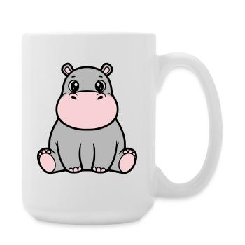 Cute Baby Hippopotamus Sitting Kawaii - Large Mug 440 ml - white - Right
