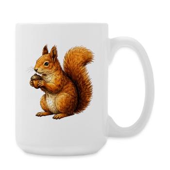 Niedliches Eichhörnchen mit Nuss –Tierillustration - Große Tasse 440 ml - Weiß - Rechts