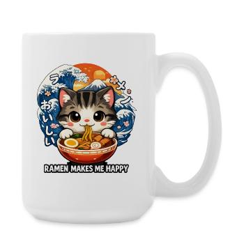 Katzen Ramen Nudel Japaner Anime Manga - Große Tasse 440 ml - Weiß - Rechts
