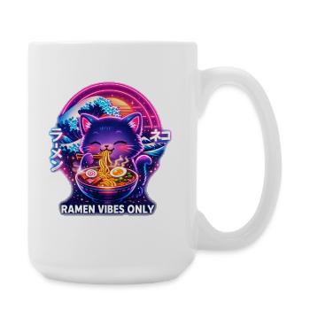Ramen Katze Neon Cyber Gaming - Große Tasse 440 ml - Weiß - Rechts