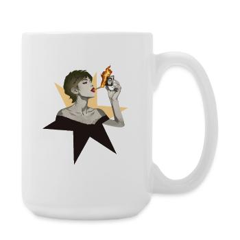 Femme feu 2 - Grande tasse 440 ml - blanc - Droite