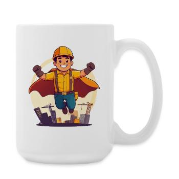 Héros de la construction Super-héros ouvrier du bâtiment Héros sur le chantier - Grande tasse 440 ml - blanc - Droite