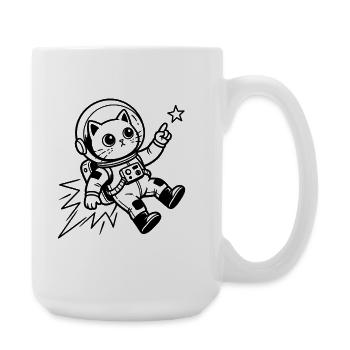 Cat Astronaut in Space - Large Mug 440 ml - white - Right