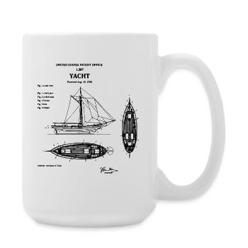 Conception du brevet de plan de yacht - Grande tasse 440 ml - blanc - Droite